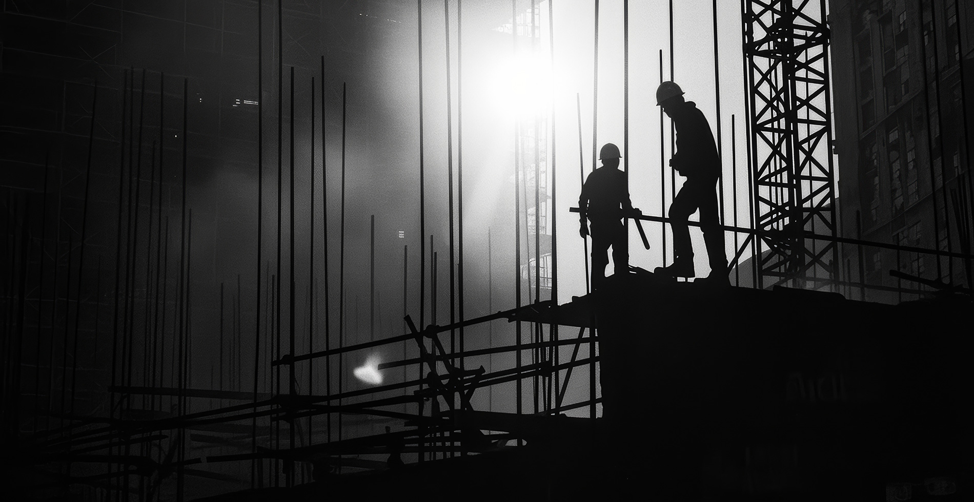 Ouvriers réalisant des travaux de second œuvre sur un chantier